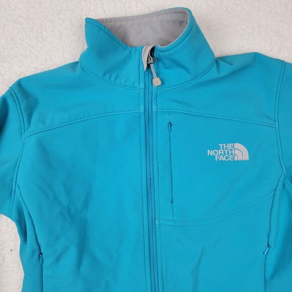 The North Face Womens Softshell Fleece Lined Jacket Full Zip Teal Blue Size S - Picture 2 of 9